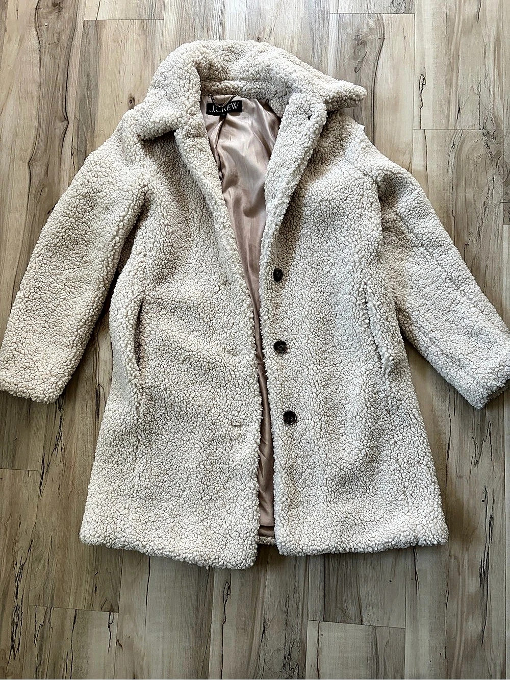 J.Crew Teddy Sherpa Jacket Teddy Coat in Cream